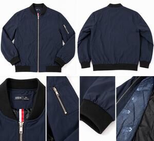 SHEIN Men’s Navy Blue Bomber Jacket Full Zip Size L